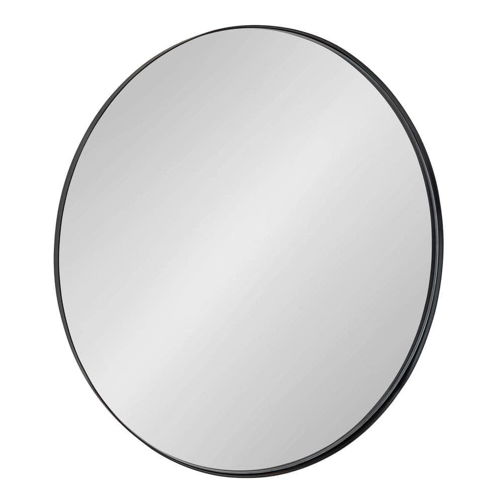 22" Rollo Round Wall Mirror Black - Kate & Laurel All Things Decor: Modern Iron Frame, Wall Mount, Geometric Design