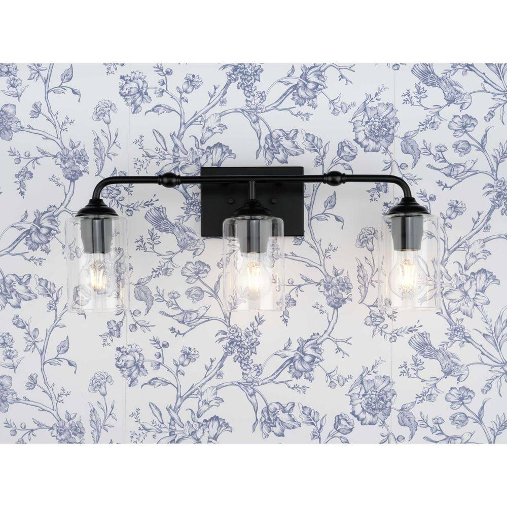 Avec 23.5 in. 3-Light Matte Black Luxe Vanity Light