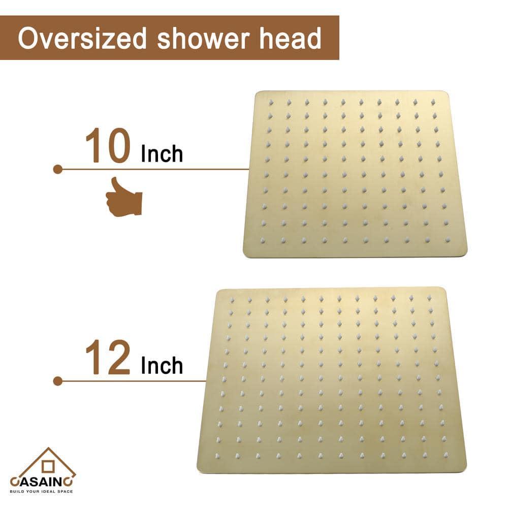 CASAINC 10'' Wall Mounted Shower System with Handheld Sprayer, Brushed Gold