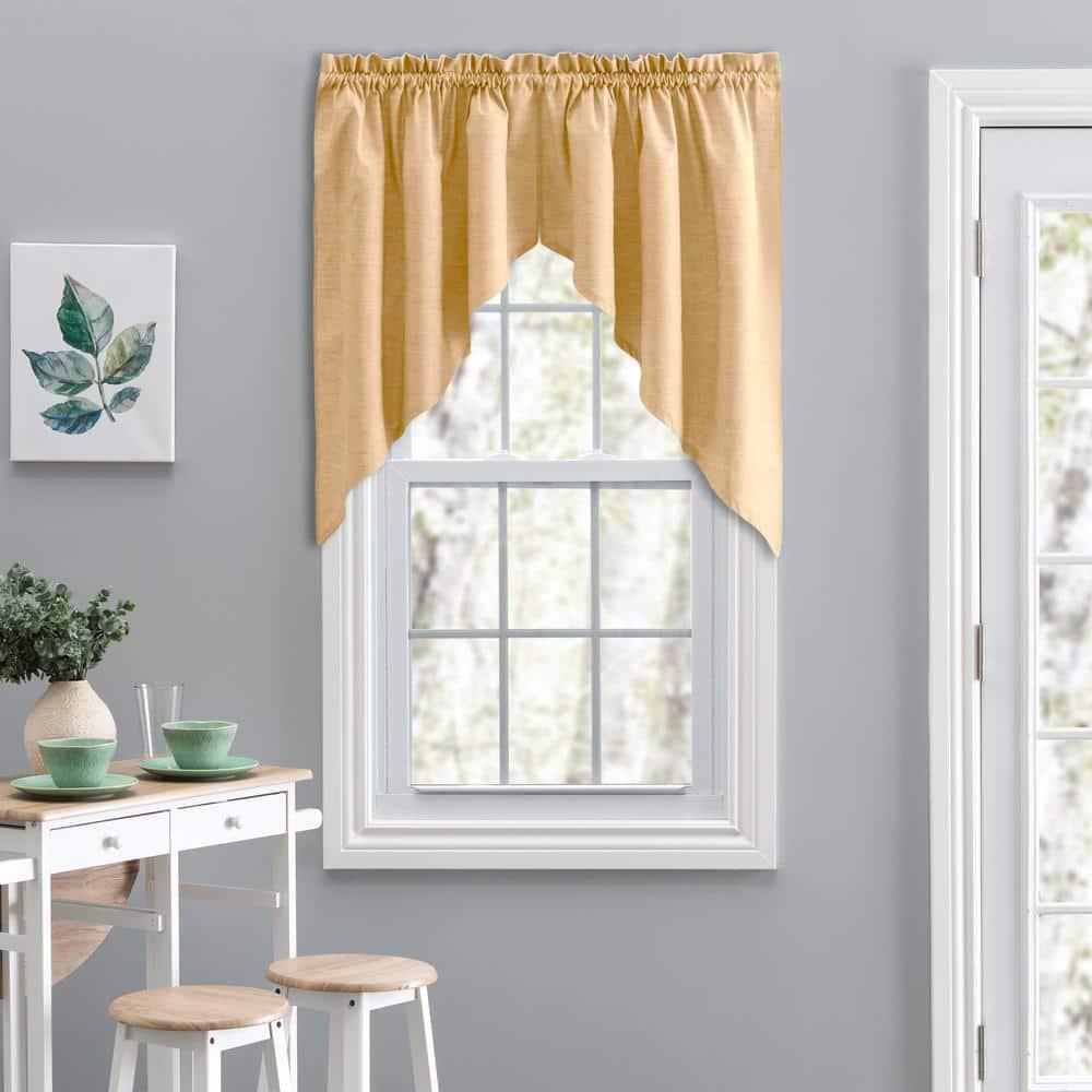 Ellis Curtain Lisa Solid Color Poly Cotton Duck Fabric Tailored Swag 56" x 36" Butter
