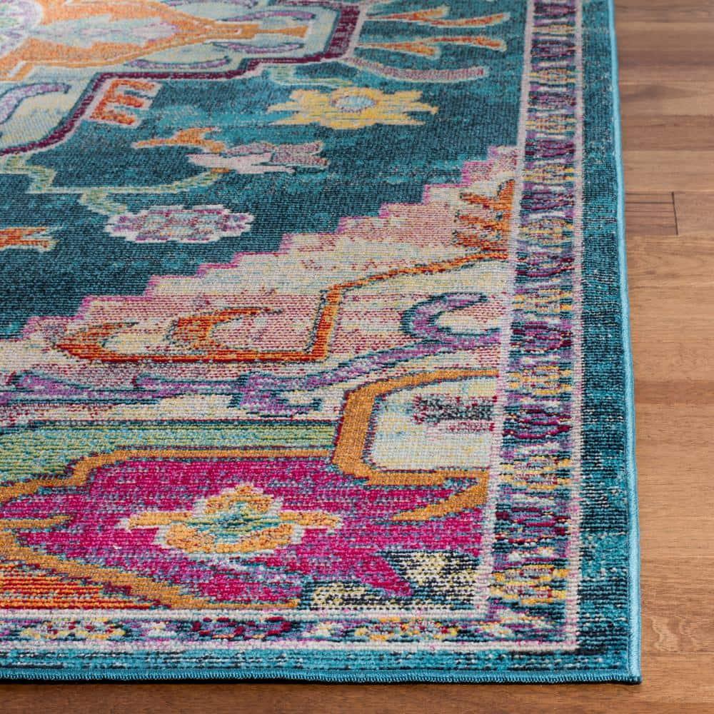 Crystal CRS501 Loomed Indoor Area Rug - Teal/Rose - 10'x14' - Safavieh