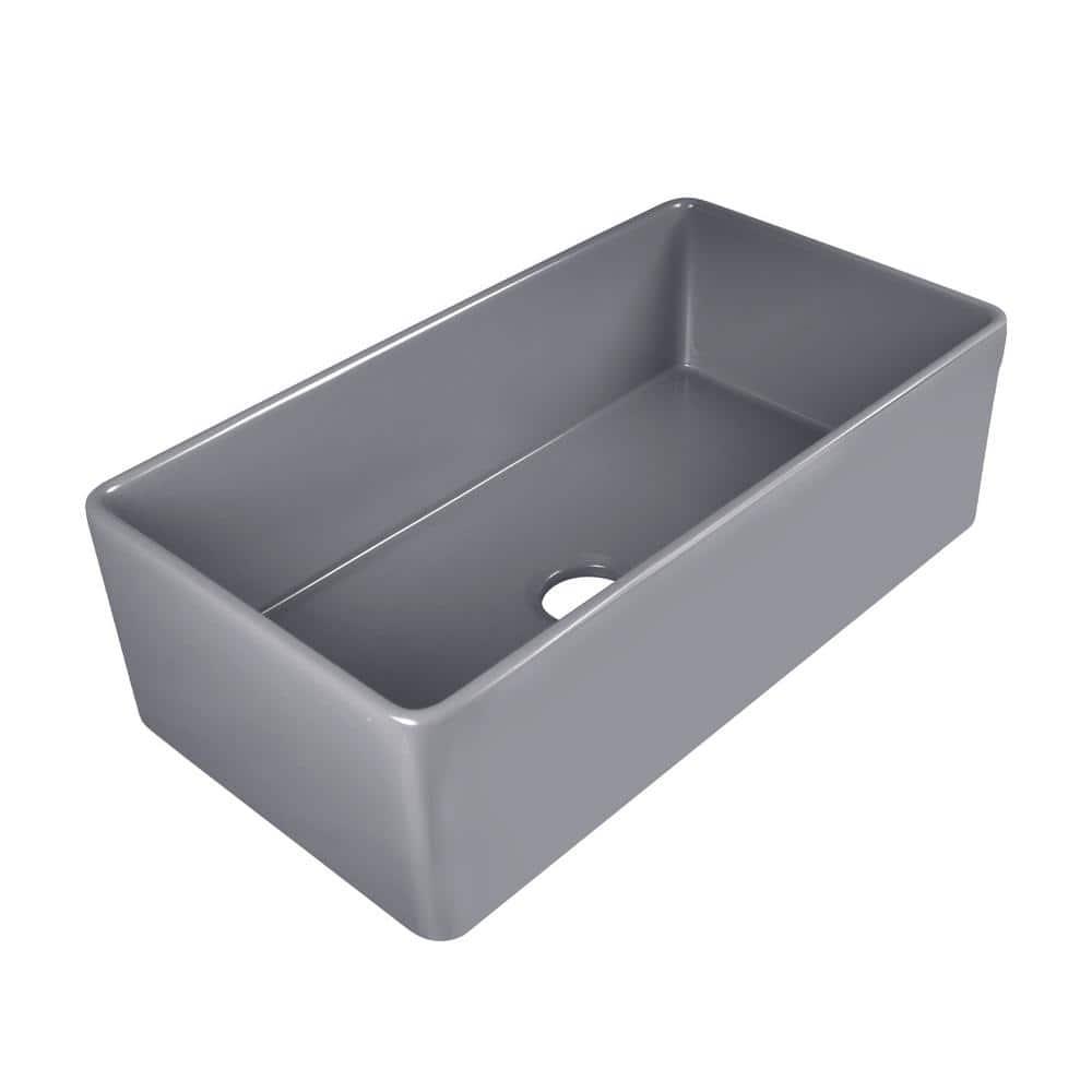 Grove 33" L X 18" W Rectangular Single Bowl Fireclay Farmhouse Kitchen Sink with Grid and Strainer
