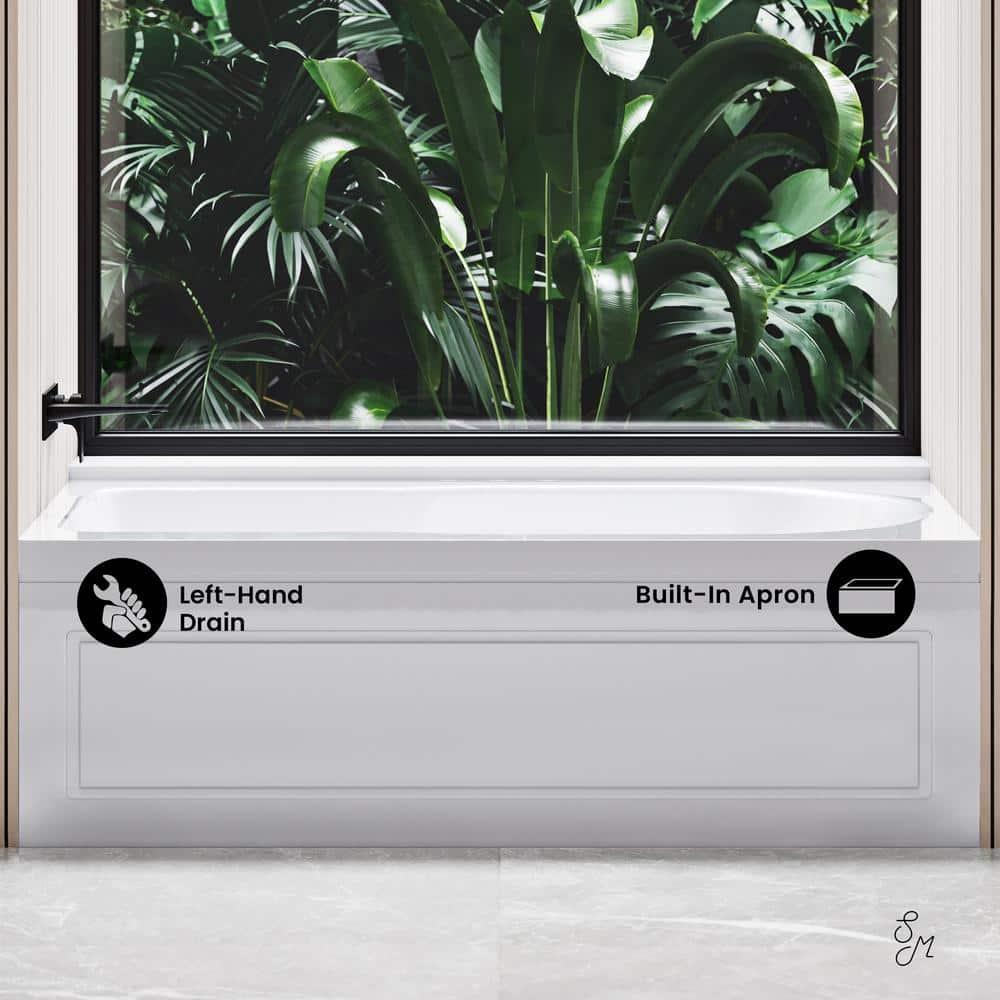 Concorde 60" x 32" Acrylic Glossy White, Alcove, Integral, Apron Bathtub