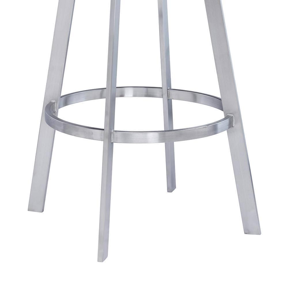 Dione 30" Seat Height Swivel Black Faux Leather and Brushed Stainless Steel Bar Stool for Kitchen Island Counter