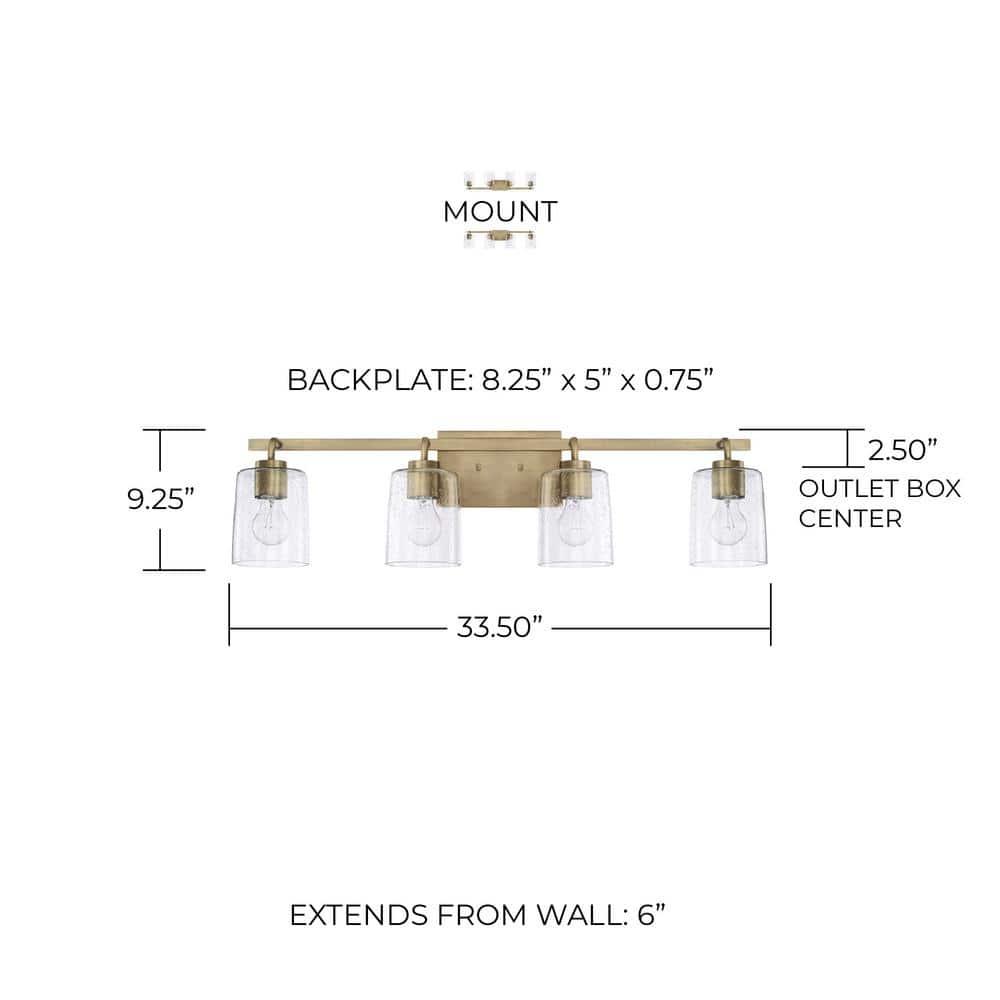 SQWERF HomePlace Lighting 128521BZ-449 Greyson Urban/Industrial Clear Seeded Glass Bathroom Vanity Wall Light  2-Light 200 Total Watts  9" H x 15" W  Bronze