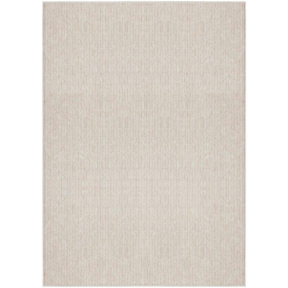 Textured Home Ivory Beige 4 ft. x 6 ft. Solid Geometric Contemporary Area Rug