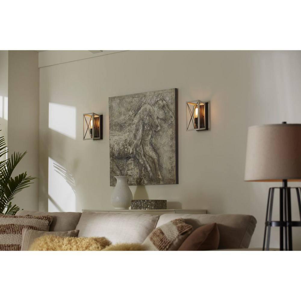 Progress Lighting, Briarwood, 1-Light Wall Sconce, Graphite, Faux Wood, Collection: Briarwood 1-Light Wall Sconce