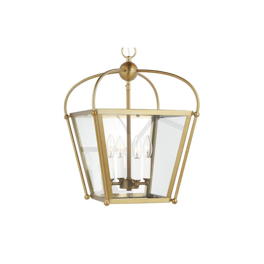 Charleston Small 4-Light Satin Brass Shaded Pendant Light