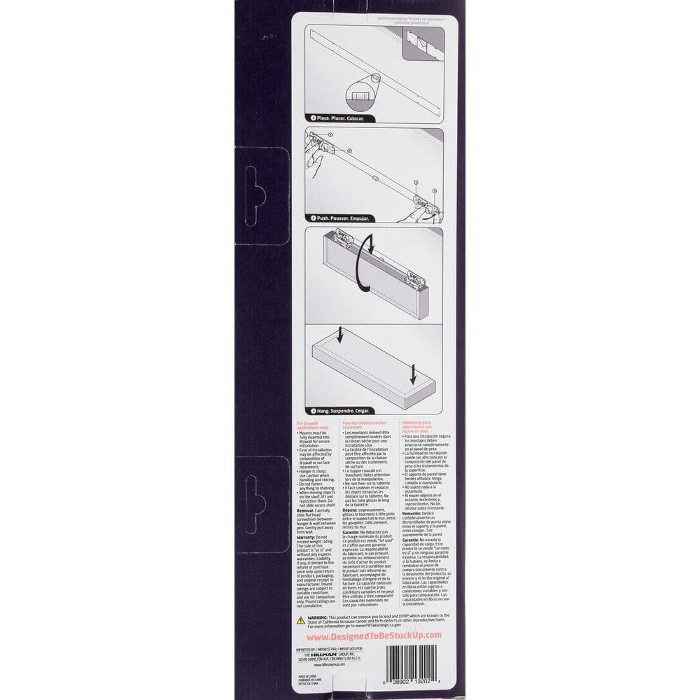 HIGH & MIGHTY Decorative 18" Floating Shelf Holds up to 15lbs, Easy Tool-Free Dry Wall Installation, Beveled, eCommerce Packaging, White