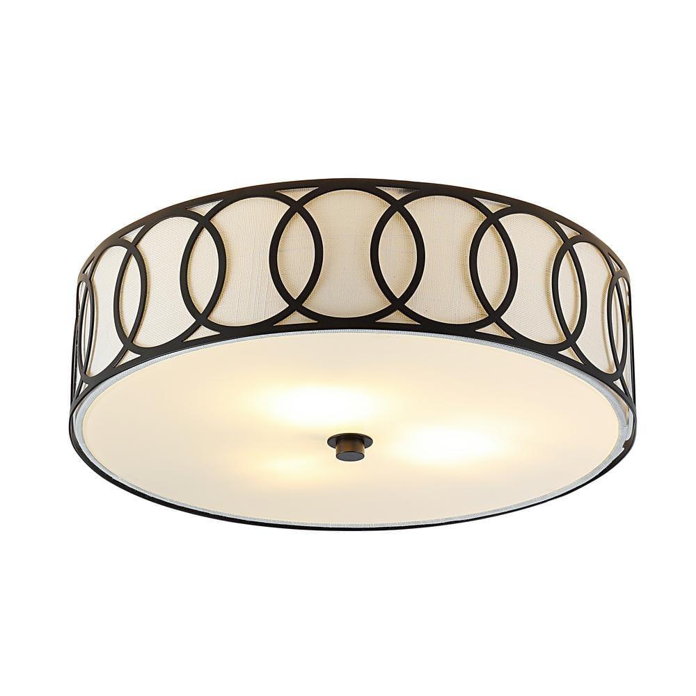 Aubrey 3-Light 15.5" Metal LED Flush Mount, Oil Rubbed Bronze