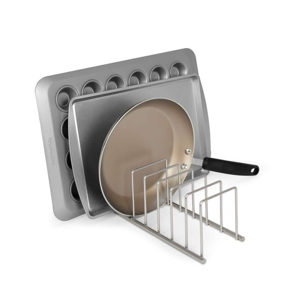 Spectrum Diversified Euro Steel Kitchen Lid and Dish Rack Holder Organizer, Satin Nickel