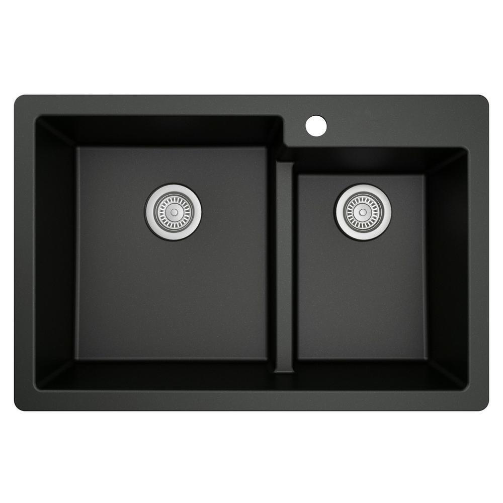Karran Quartz 33'' X 22'' 60/40 Double Bowl Drop-in Kitchen Sink