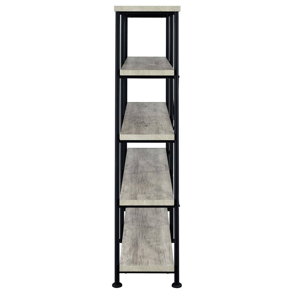 63" Analiese Double Bookcase with 4 Open Shelves in Gray Driftwood - Coaster