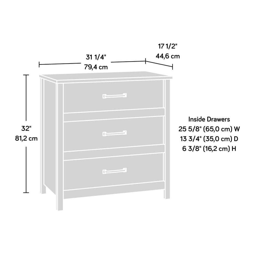 Sauder Cannery Bridge 3 Drawer Chest Sindoori Mango: Bedroom Storage, Laminated Surface, Metal Hardware