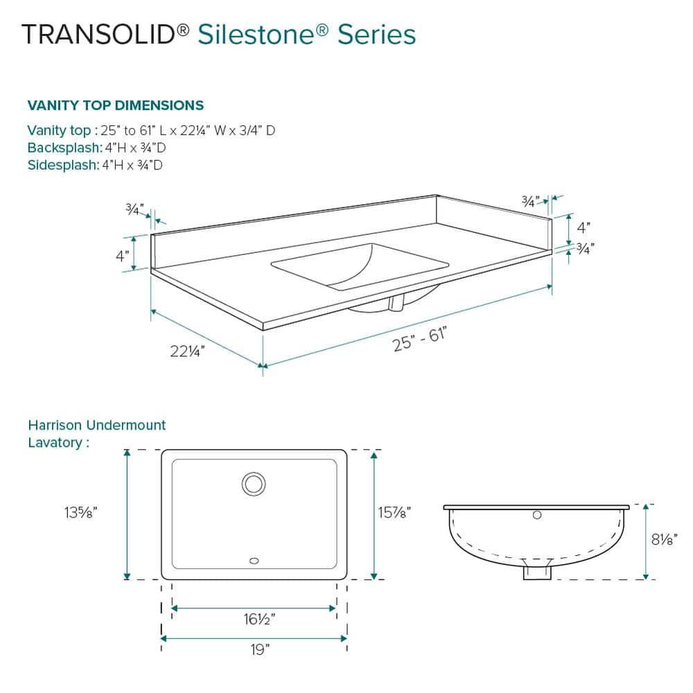 Transolid 49'' Quartz Single Bathroom Vanity Top with Sink