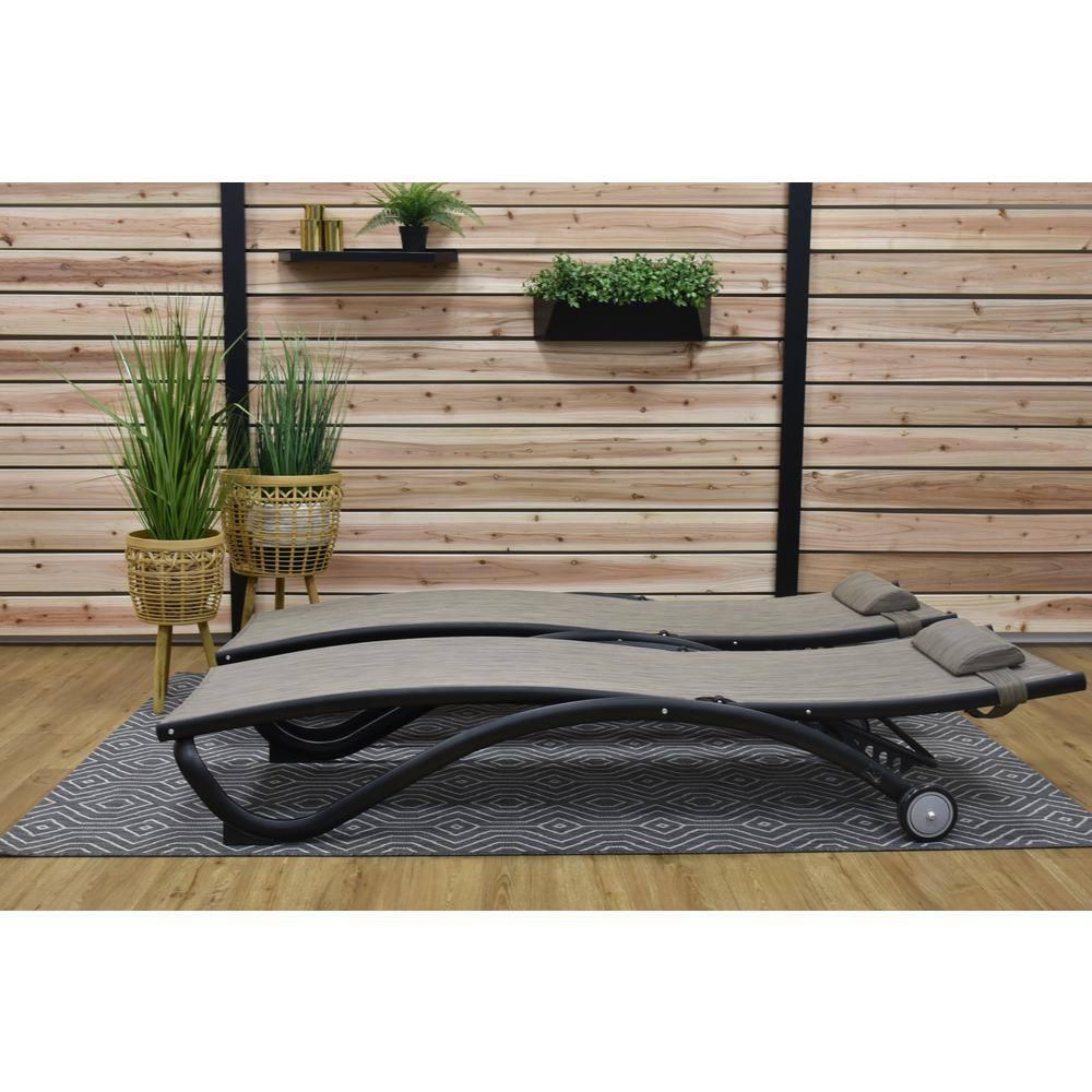 Vivere aluminum Glendale Lounger Set Made with Premium Phifertex Outdoor Fabric ( 330 lb Capacity) Granite