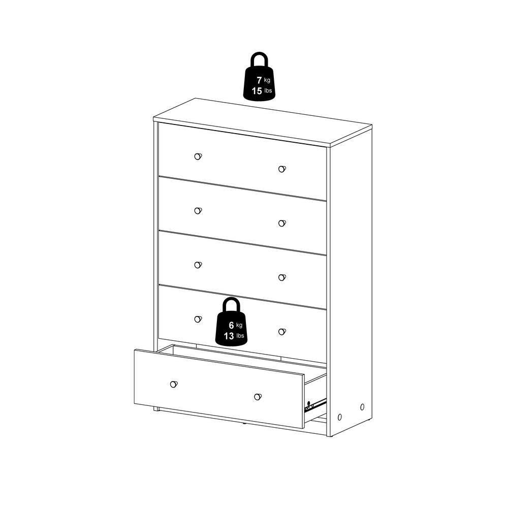 Tvilum Studio 5 Drawer Chest Dresser for Adults, Jackson Hickory