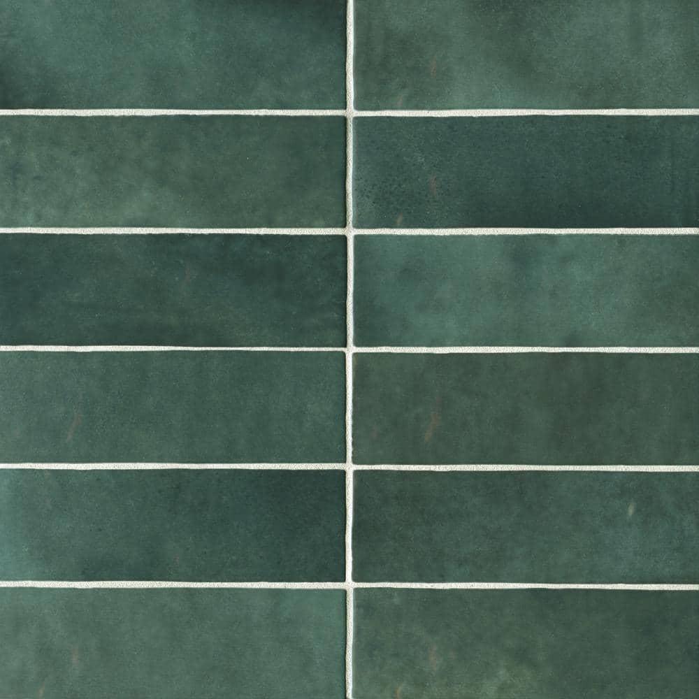 Bedrosians Cloe Rectangle Gloss Ceramic Tile 3 x 8, Green (10.64 sq. ft./Case)