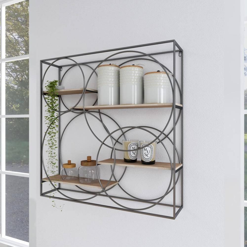DecMode 32" x 7" 4-Tier Gray Wall Shelf