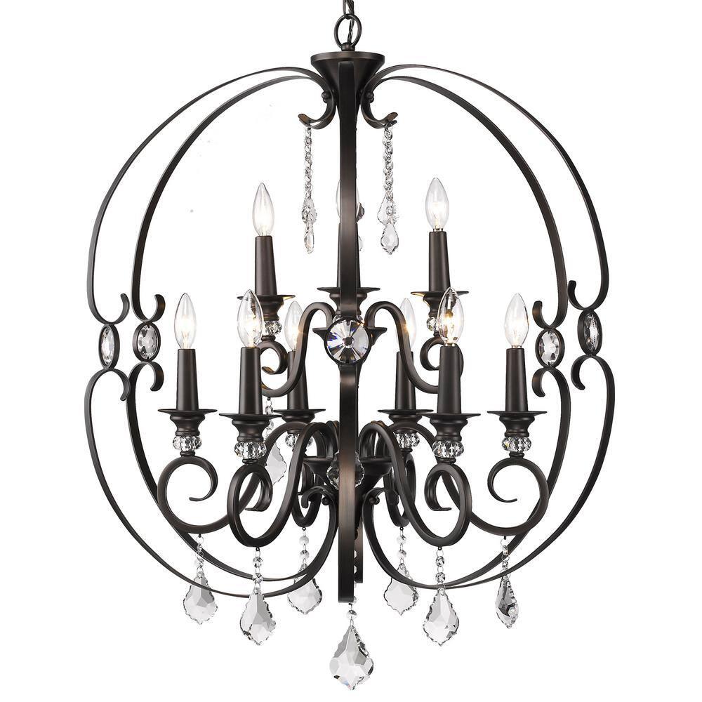 Ella 2 Tier - 9 Light Chandelier in Brushed Etruscan Bronze