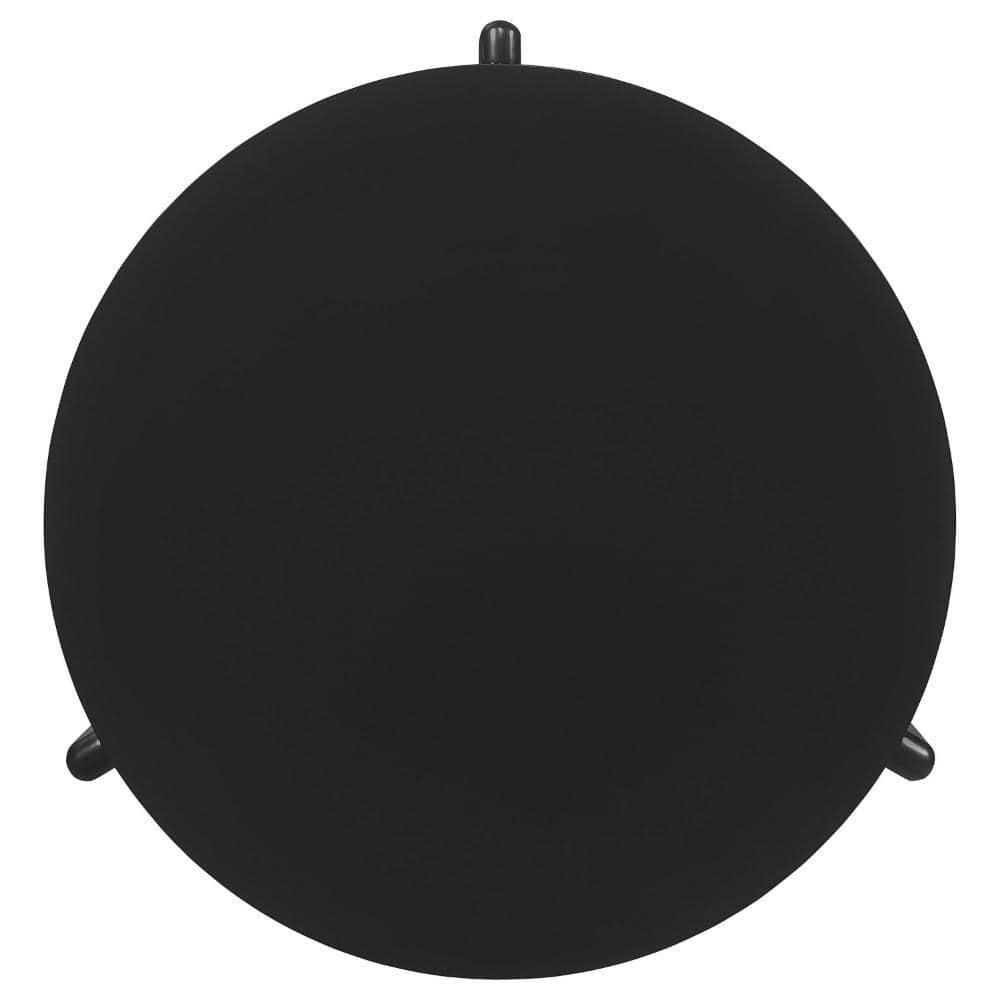 Kiya Coffee Table, 39 Inch Round Top, Black Solid Wood Frame, Panel Legs