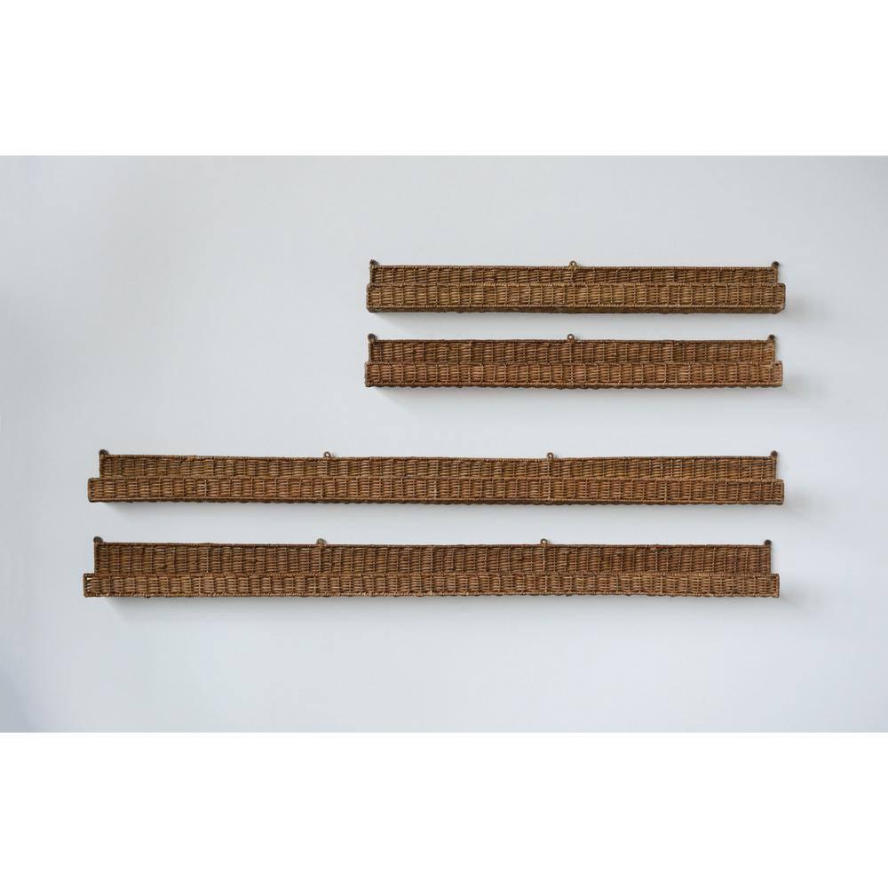 Storied Home Handwoven Rattan Wall Shelf