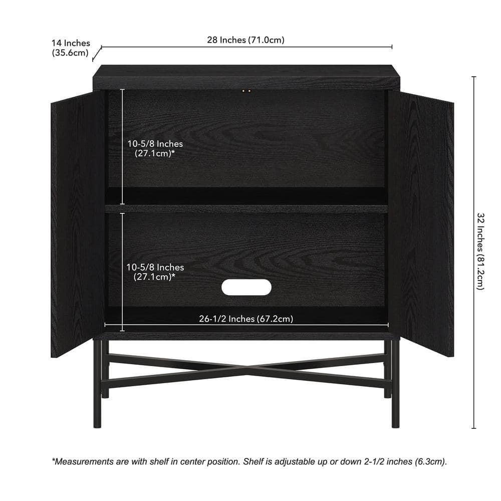 Evelyn&Zoe Brighton 28" Wide Rectangular Accent Cabinet, Black Grain