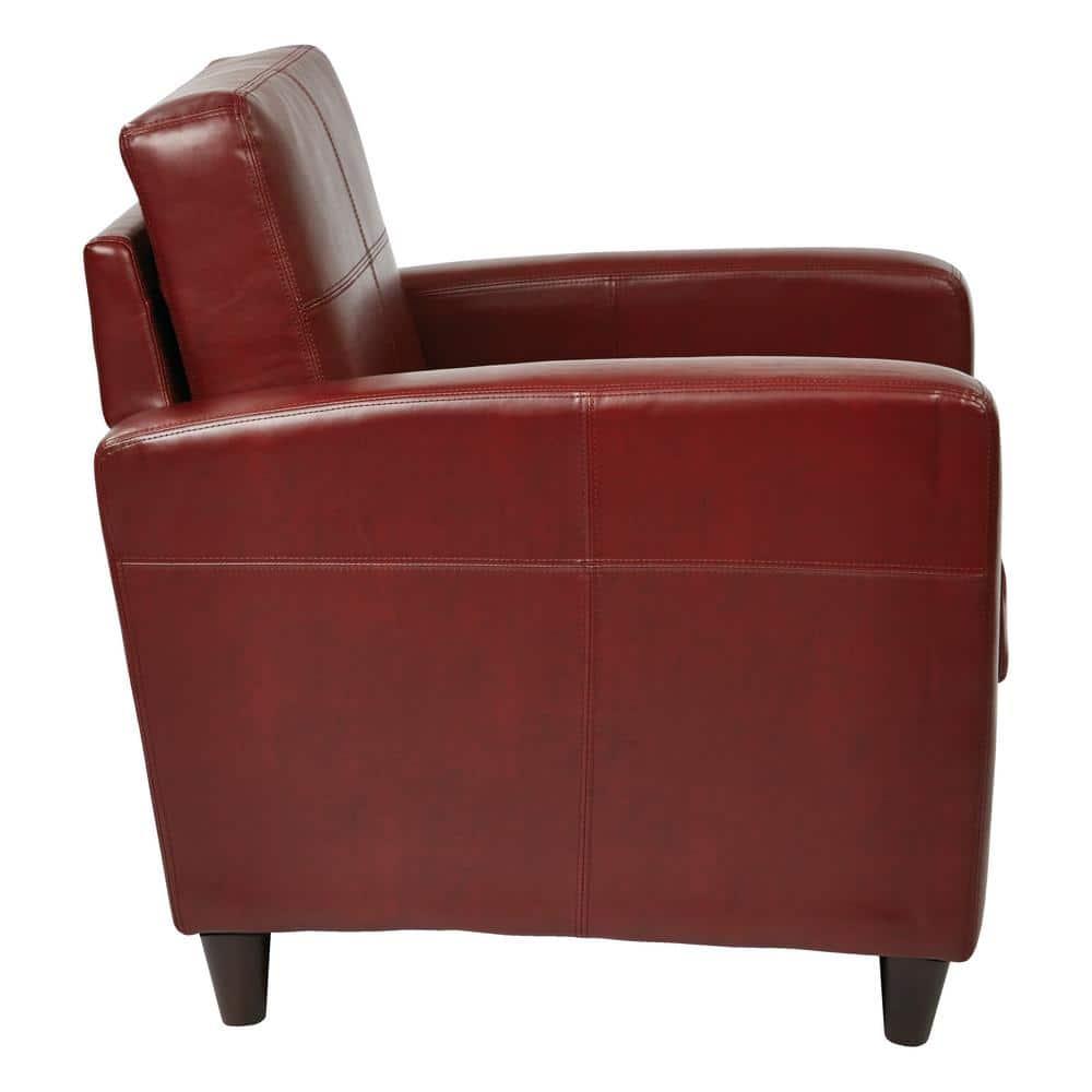 OSP Home Furnishings Venus Club Chair in Crimson Red Bonded Leather and Solid Wood Legs
