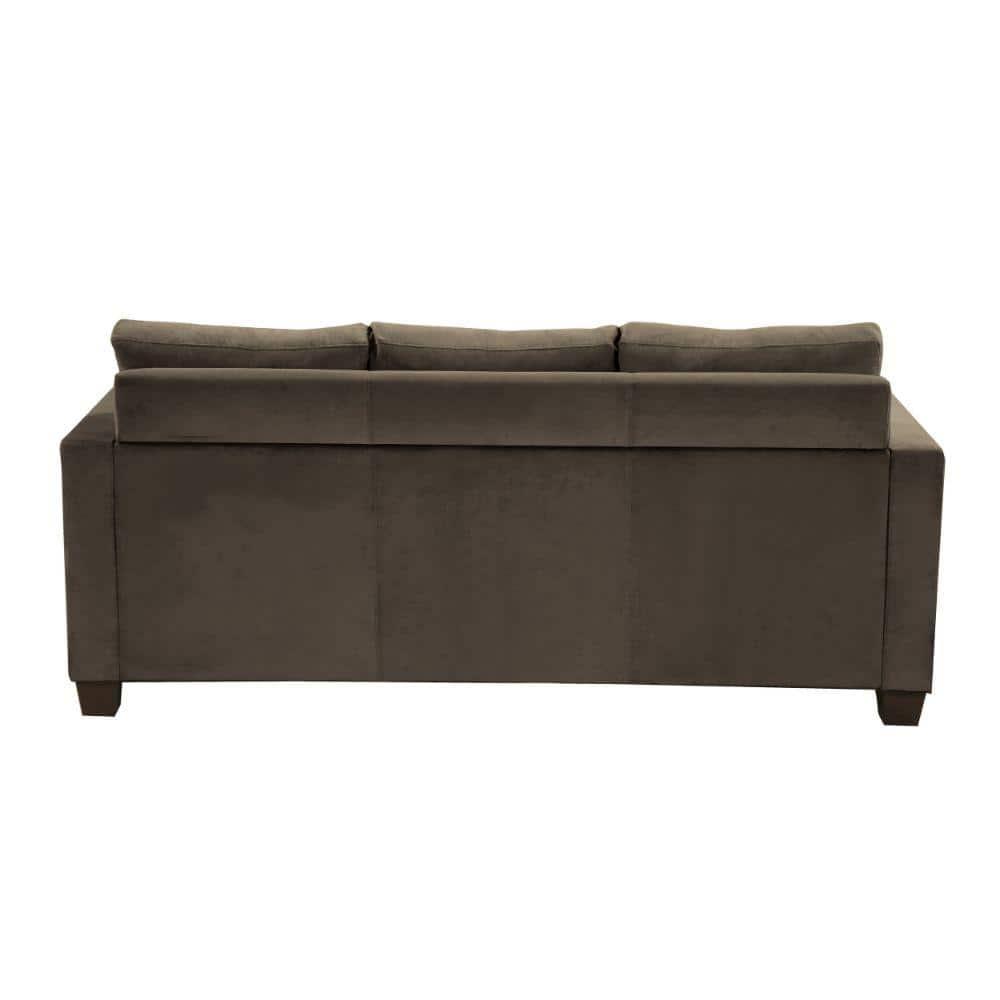 Benjara BM301168 34.5 x 78 x 58 in. Reversible L Shape Sofa Chaise Lounger, Brown Microfiber Fabric