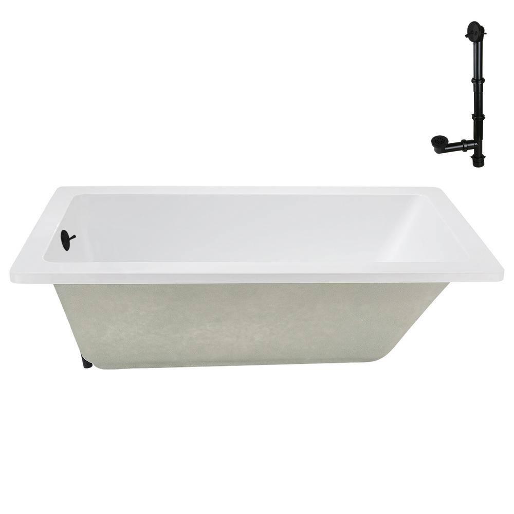 60" x 32" Acrylic Soaking Drop-In Bathtub, Drain Included
