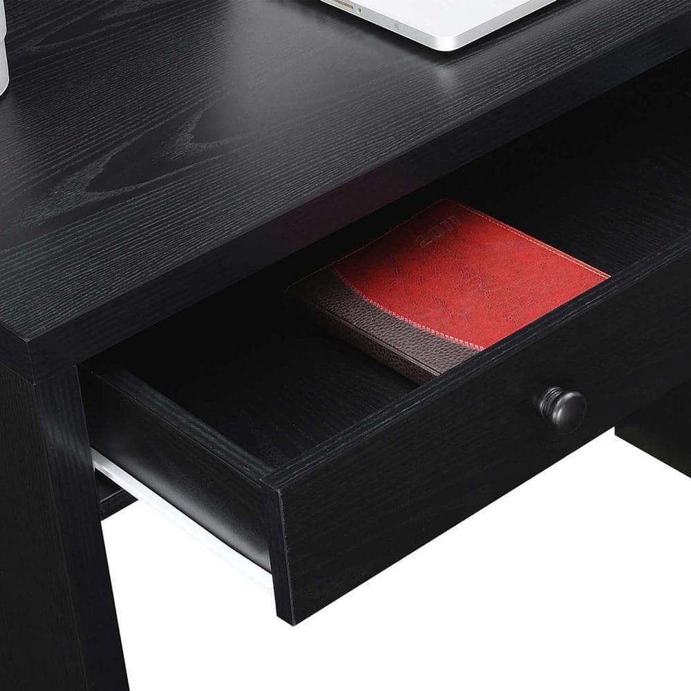 Black 36-Inch Wood Desk with Drawer
