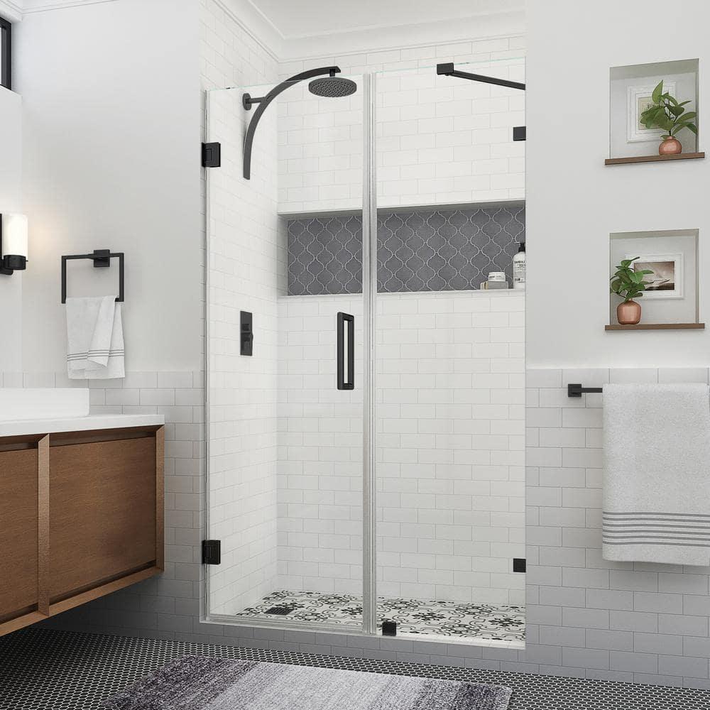 Aston Nautis XL 52.25 - 53.25 in. W x 80 in. H Hinged Frameless Shower Door with Clear StarCast Glass SDR985EZ-MB-532980