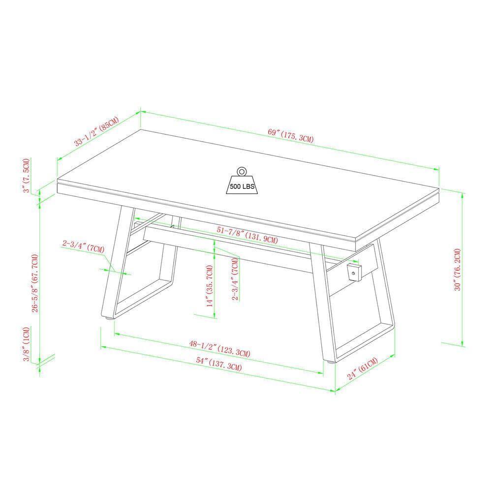 Ash Metal Base Dining Table