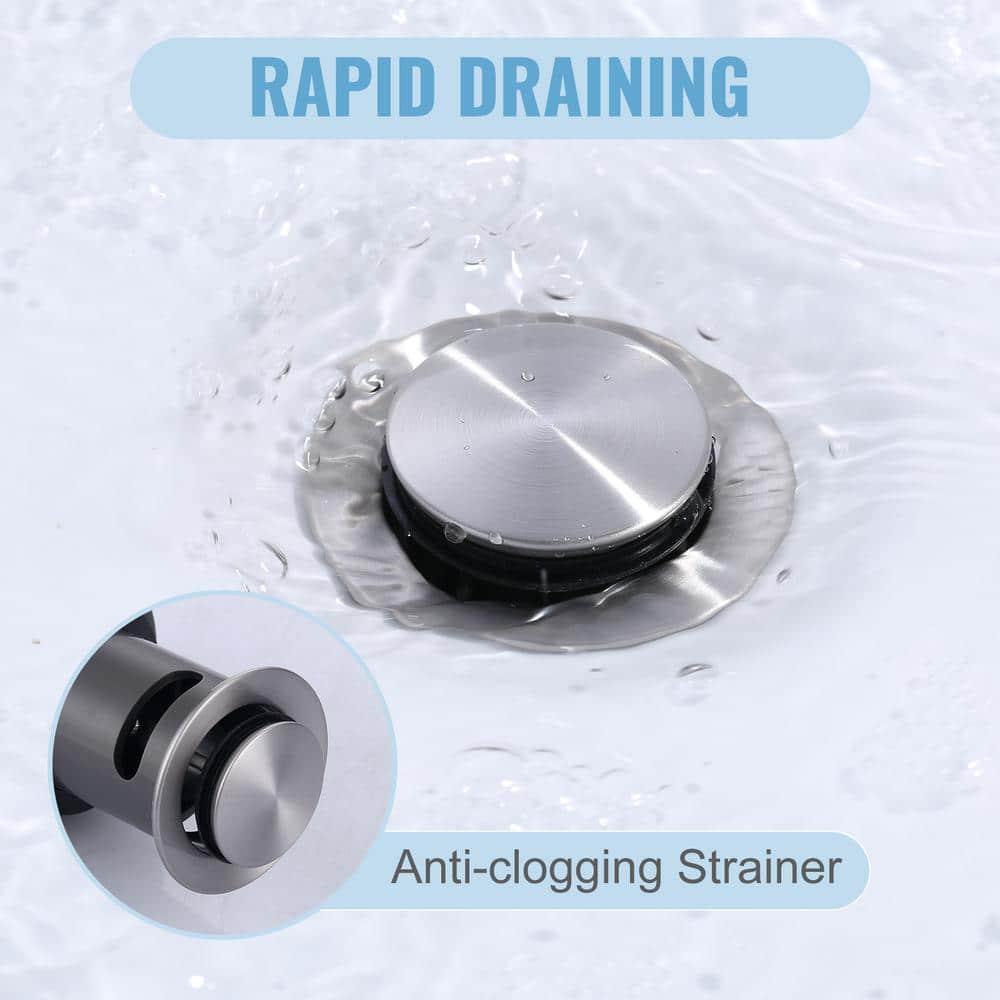 Pop Up Stopper Bathroom Sink Drain with Overflow Vessel Sink Drain for Bathroom Matte Black Pop Up Drain Stopper Anti Clog Strainer Assembly with Strainer Lavatory Vanity Vessel Pop Up Drain Stopper