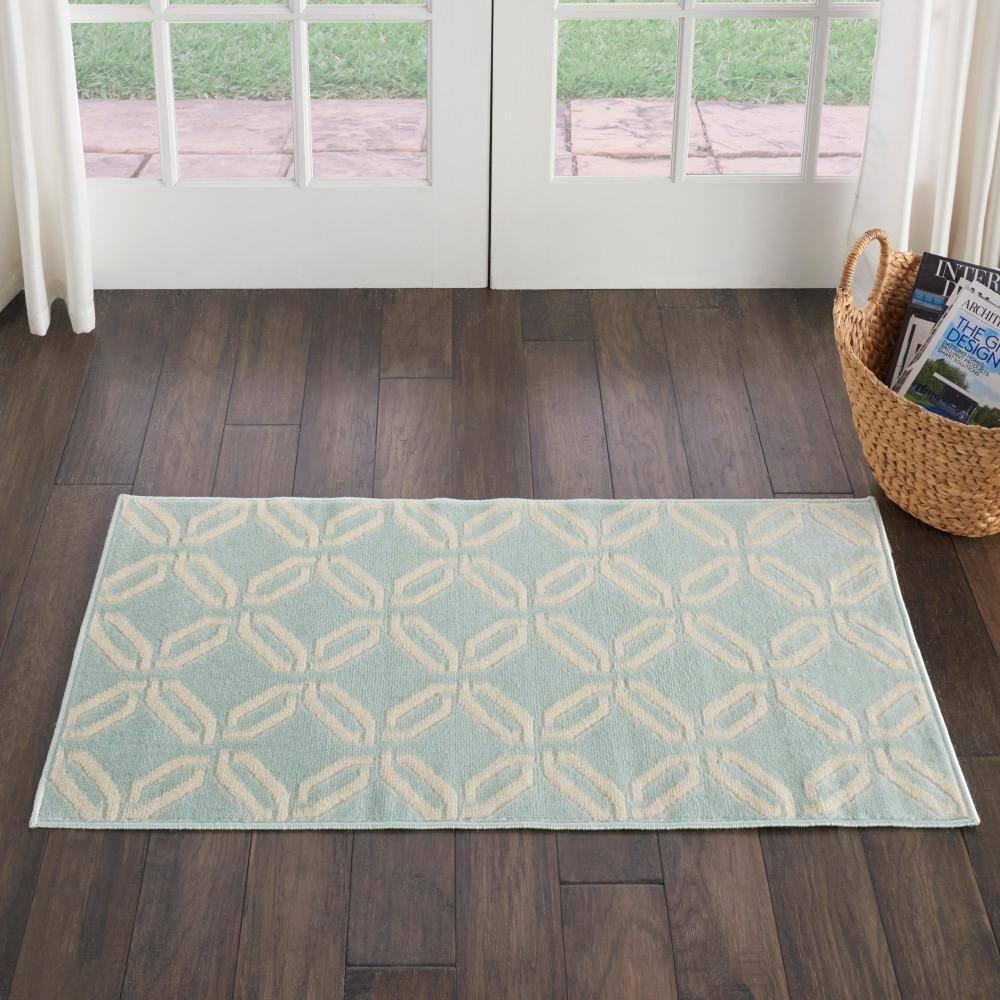 Nourison Jubilant 2 x 4 (ft) Loomed Polypropylene Green Rectangular Indoor Abstract Area rug