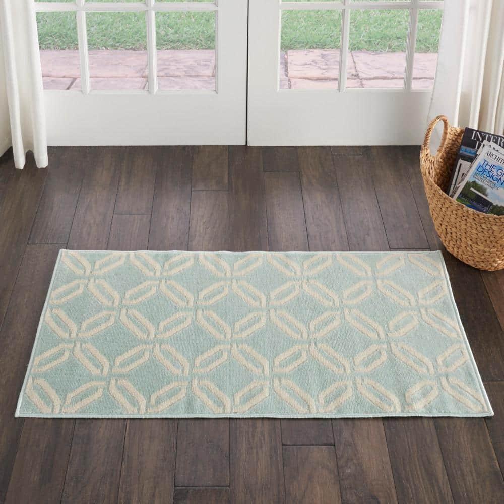 Nourison Jubilant 2 x 4 (ft) Loomed Polypropylene Green Rectangular Indoor Abstract Area rug