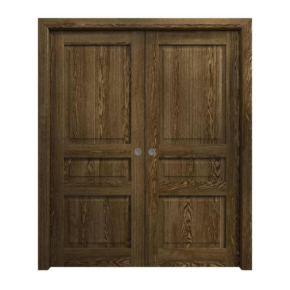 SARTODOORS Sliding French Double Pocket Doors | Ego 5012 | Kit Rail Hardware | Solid Wood Interior Bedroom Modern Doors | Wayfair