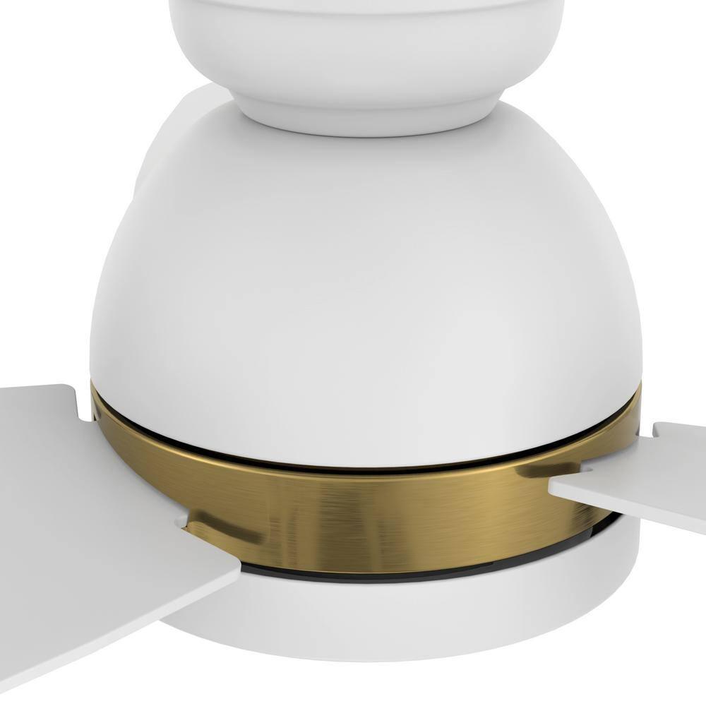 52" White/Gold Indoor Low Profile Smart Ceiling Fan with Remote Control and Dim Lights