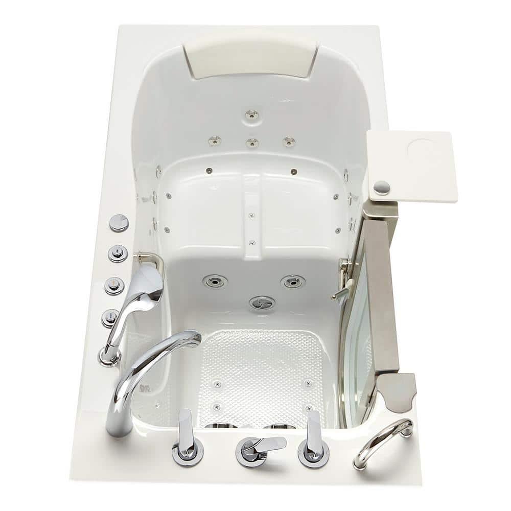 Royal 32"x52" Acrylic Air and Hydro Massage Walk-In Bathtub, FastFill Faucet, Carrara Wall Surround