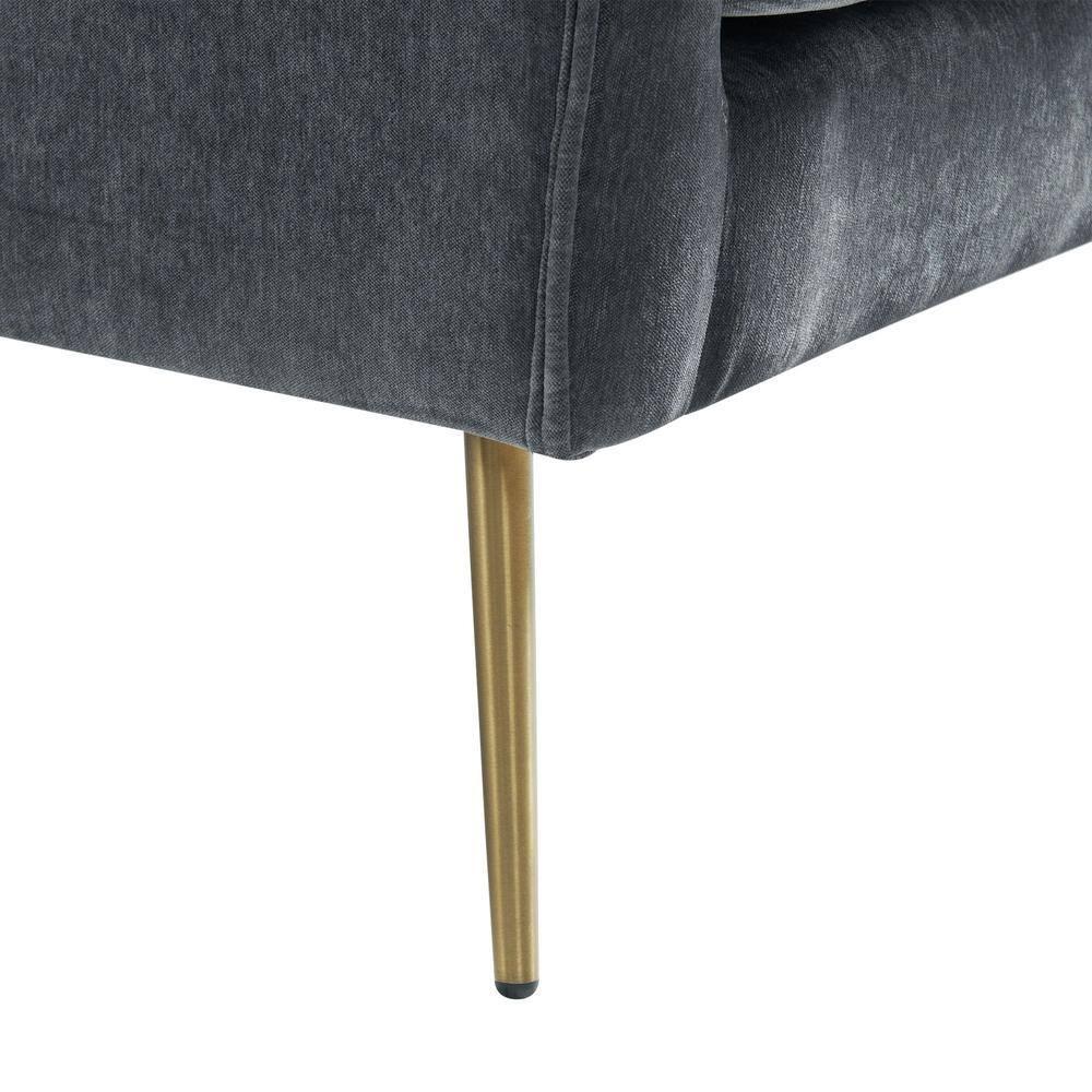 Lincoln Chair Dark Gray - Picket House Furnishings: Mid-Century, Gold Legs, Oversized Seating