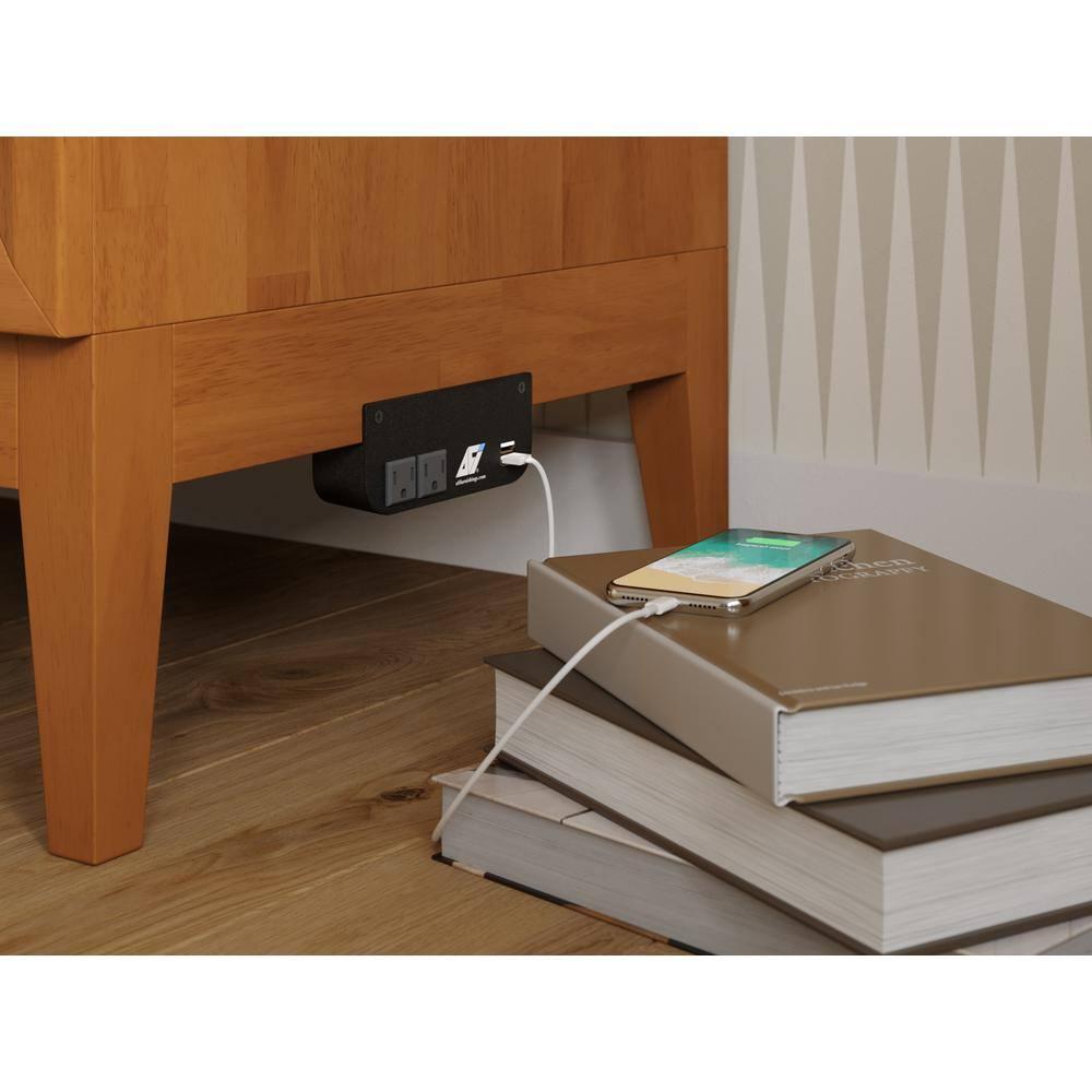 AFI Santa Fe Twin Wood Murphy Bed Chest with Mattress and Built-in Charger, Light Toffee