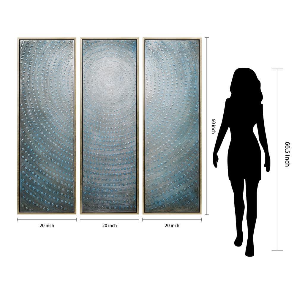 Empire Art Direct Concentric Textured Metallic Hand Painted Triptych Wall Art, 60" x 20" x 1.5", Ready to Hang