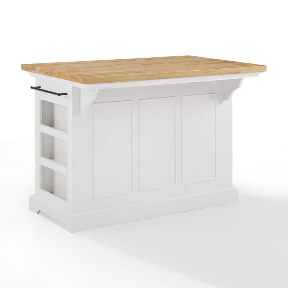 Crosley Julia Wood Top Kitchen Island White: Traditional Style, Towel Bar, 5 Drawers, 2 Doors
