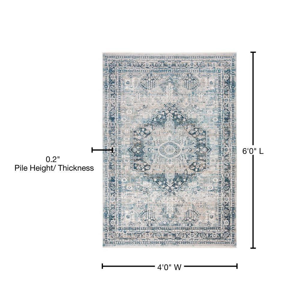 SAFAVIEH Victoria Creighton Floral Bordered Area Rug, Blue/Grey, 4' x 6'