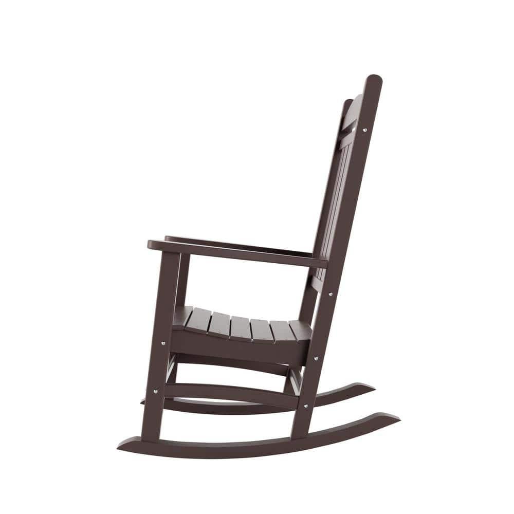 Polytrends  Laguna Hdpe All Weather Outdoor Patio Rocking Chair Dark Brown