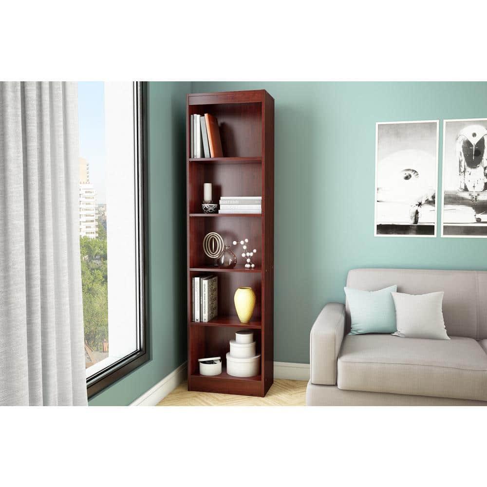Axess Narrow 5-Shelf Narrow Bookcase Pure White