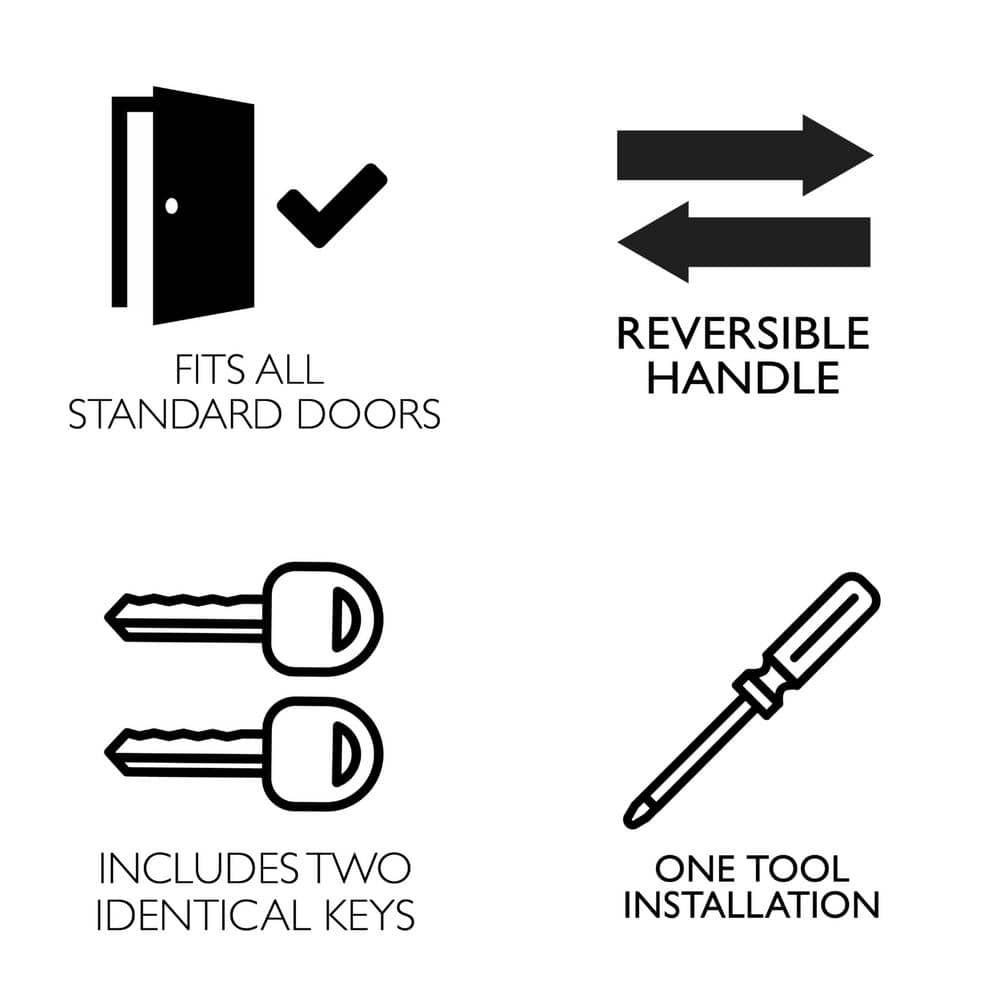 Design House Terrace 6-Way Universal Keyed Entry Door Knob, Satin Nickel