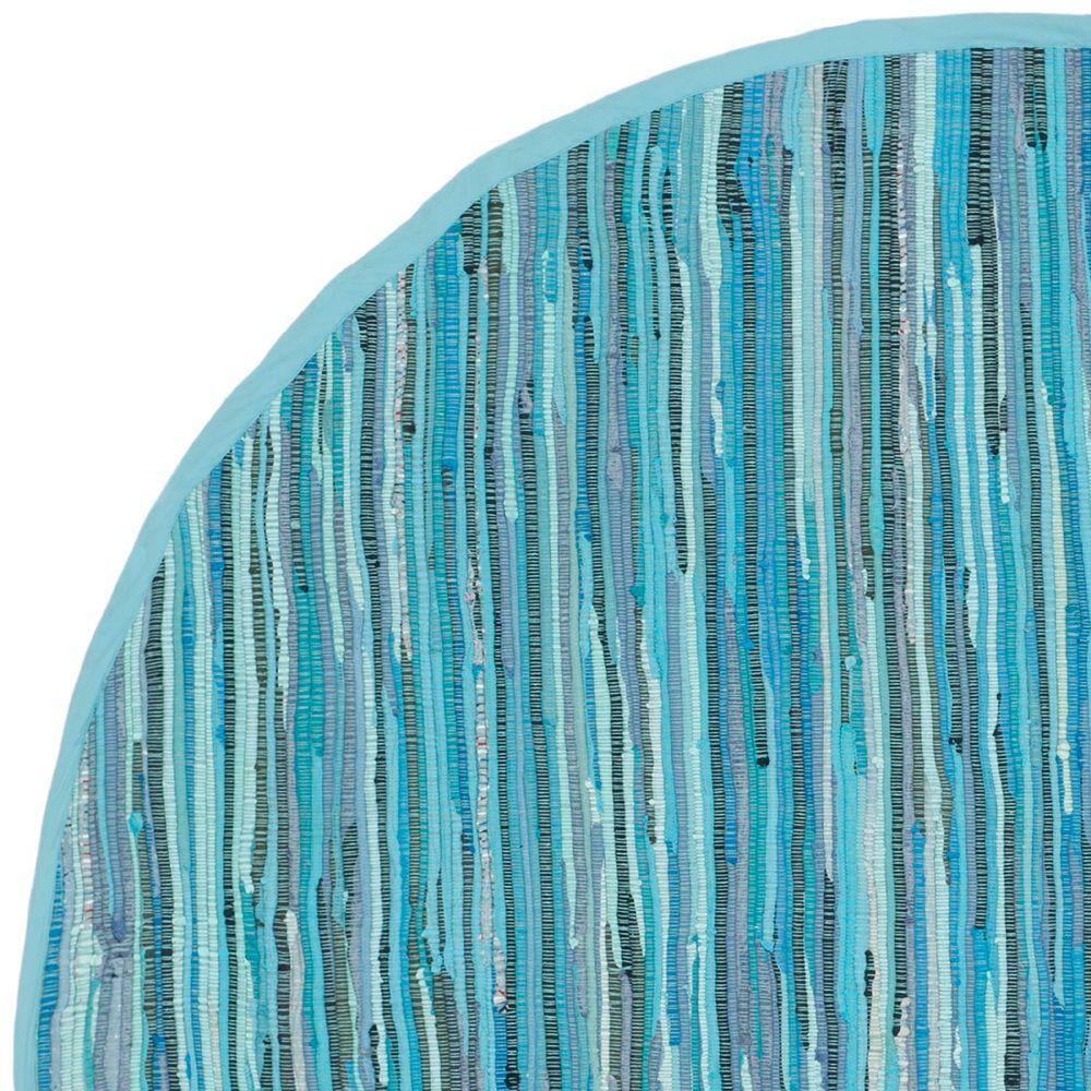 Rag Rug RAR121 Hand Woven Indoor Area Rug - 6' Round - Blue/Multi - Safavieh