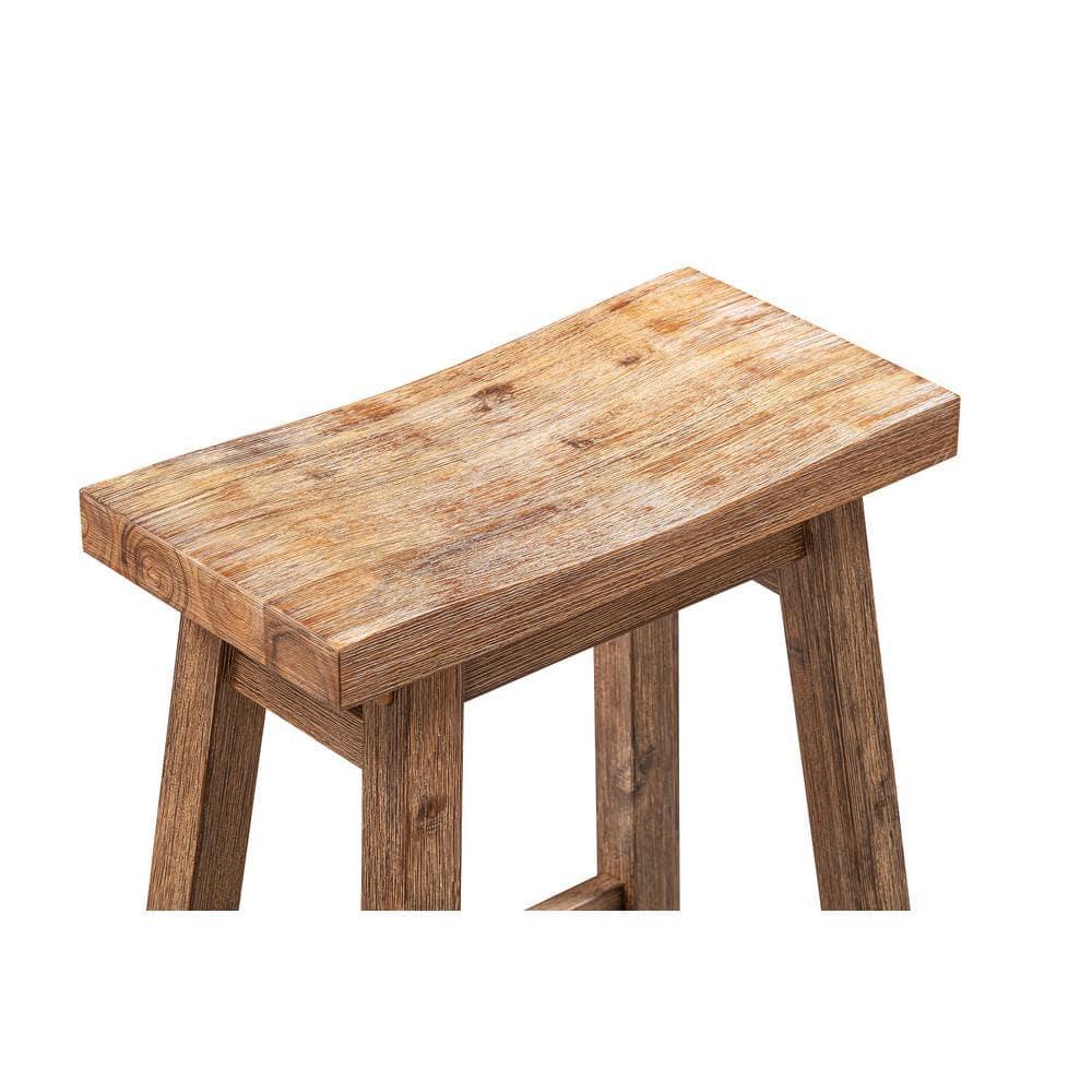 Set of 2 29" Sonoma Wire-Brush Saddle Barstools Barnwood - Boraam: Solid Acacia, Footrest