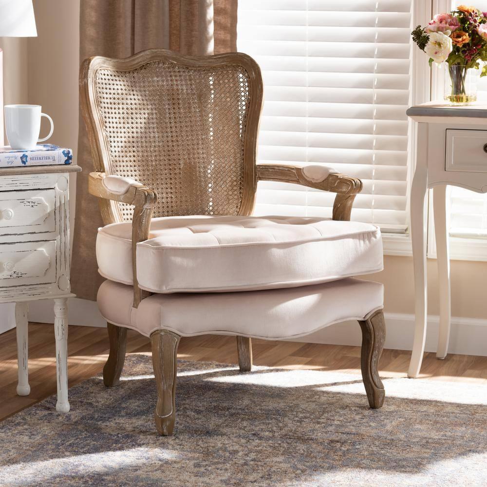 Vincent Linen Modern Accent Chair Beige - Baxton Studio